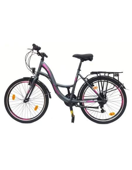 Rower Miejski Dziewczęcy 24 Uniwersalny Oświetlenie Stopka Dzwonek Bagażnik