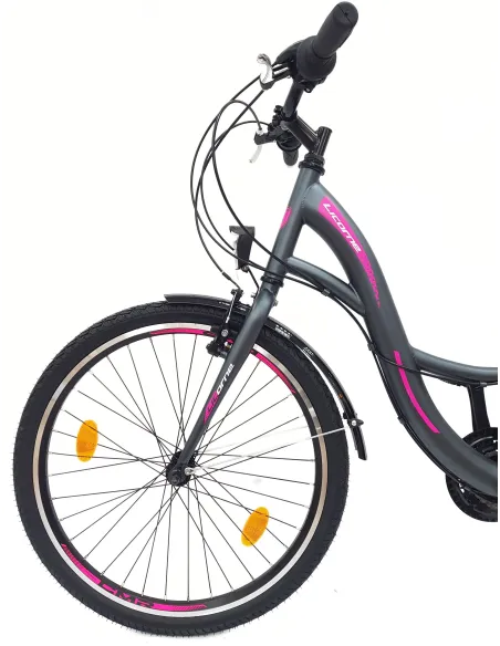 Rower Miejski Dziewczęcy 24 Uniwersalny Oświetlenie Stopka Dzwonek Bagażnik