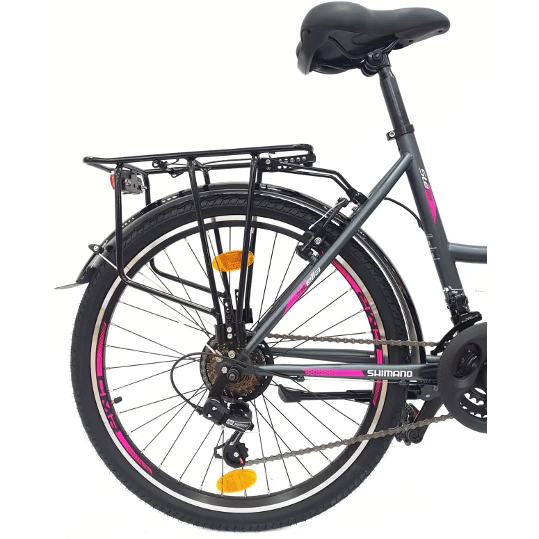 Rower Miejski Dziewczęcy 24 Uniwersalny Oświetlenie Stopka Dzwonek Bagażnik