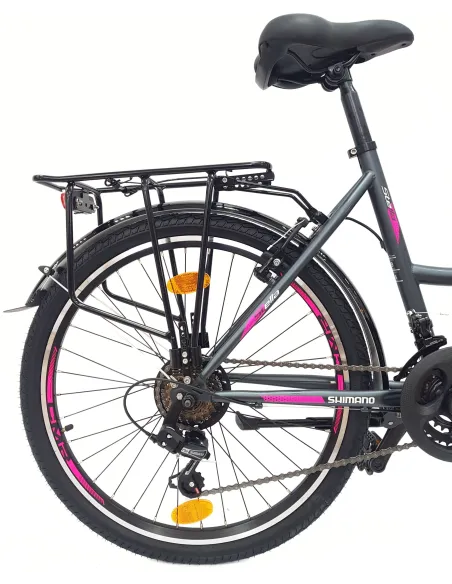 Rower Miejski Dziewczęcy 24 Uniwersalny Oświetlenie Stopka Dzwonek Bagażnik