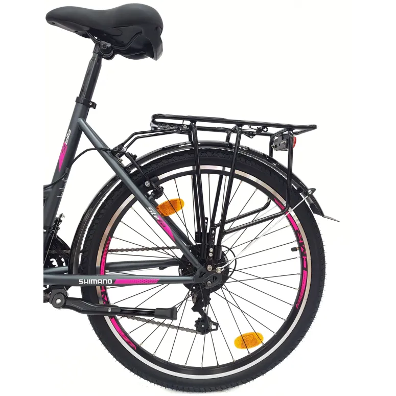 Rower Miejski Dziewczęcy 24 Uniwersalny Oświetlenie Stopka Dzwonek Bagażnik