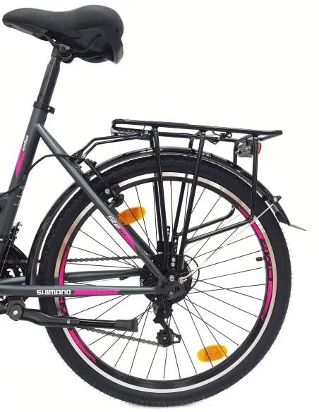 Rower Miejski Dziewczęcy 24 Uniwersalny Oświetlenie Stopka Dzwonek Bagażnik