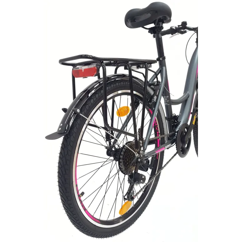 Rower Miejski Dziewczęcy 24 Uniwersalny Oświetlenie Stopka Dzwonek Bagażnik