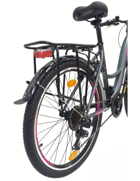 Rower Miejski Dziewczęcy 24 Uniwersalny Oświetlenie Stopka Dzwonek Bagażnik