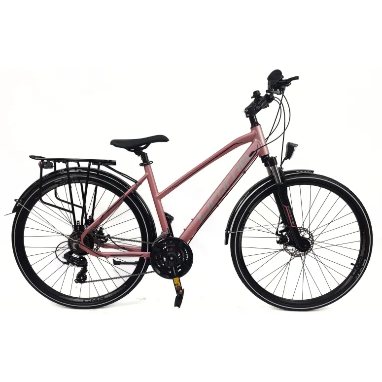 Rower Damski Trekkingowy 28 Alu Cyngle Tarcze Światła Dzwonek Amortyzacja