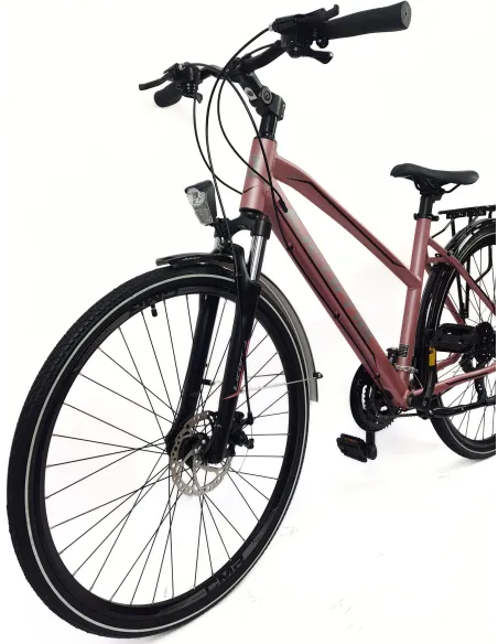 Rower Damski Trekkingowy 28 Alu Cyngle Tarcze Światła Dzwonek Amortyzacja