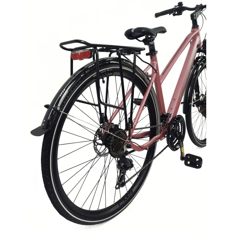 Rower Damski Trekkingowy 28 Alu Cyngle Tarcze Światła Dzwonek Amortyzacja