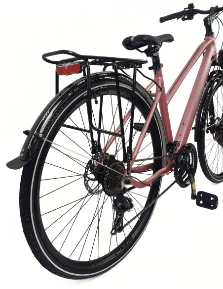 Rower Damski Trekkingowy 28 Alu Cyngle Tarcze Światła Dzwonek Amortyzacja