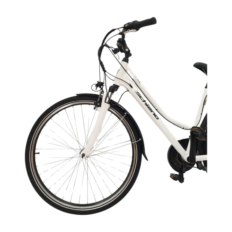 Elektryczny Rower Miejski Damski 28 Błotniki Oświetlenie Dzwonek Bagażnik