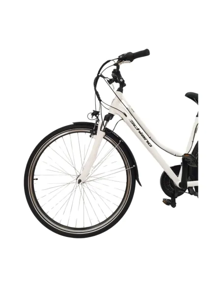 Elektryczny Rower Miejski Damski 28 Błotniki Oświetlenie Dzwonek Bagażnik
