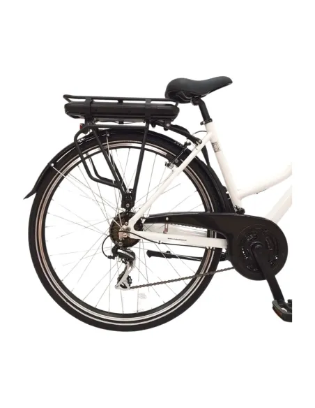 Elektryczny Rower Miejski Damski 28 Błotniki Oświetlenie Dzwonek Bagażnik
