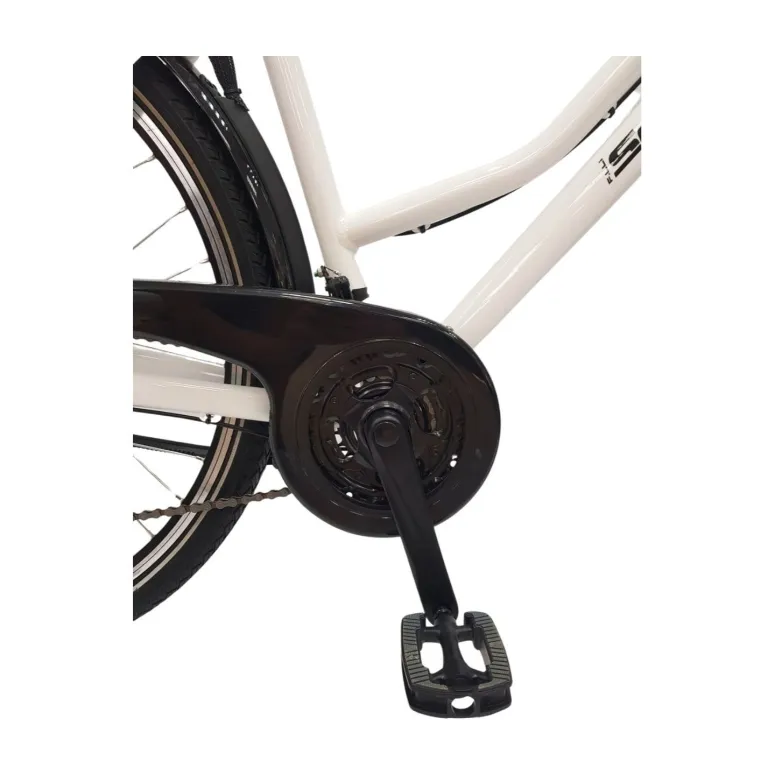 Elektryczny Rower Miejski Damski 28 Błotniki Oświetlenie Dzwonek Bagażnik