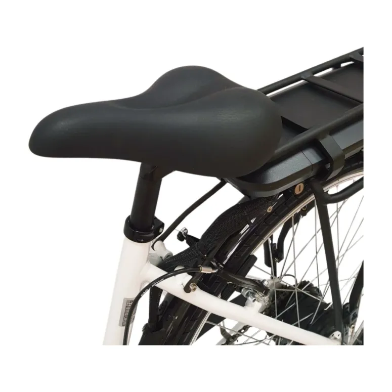 Elektryczny Rower Miejski Damski 28 Błotniki Oświetlenie Dzwonek Bagażnik