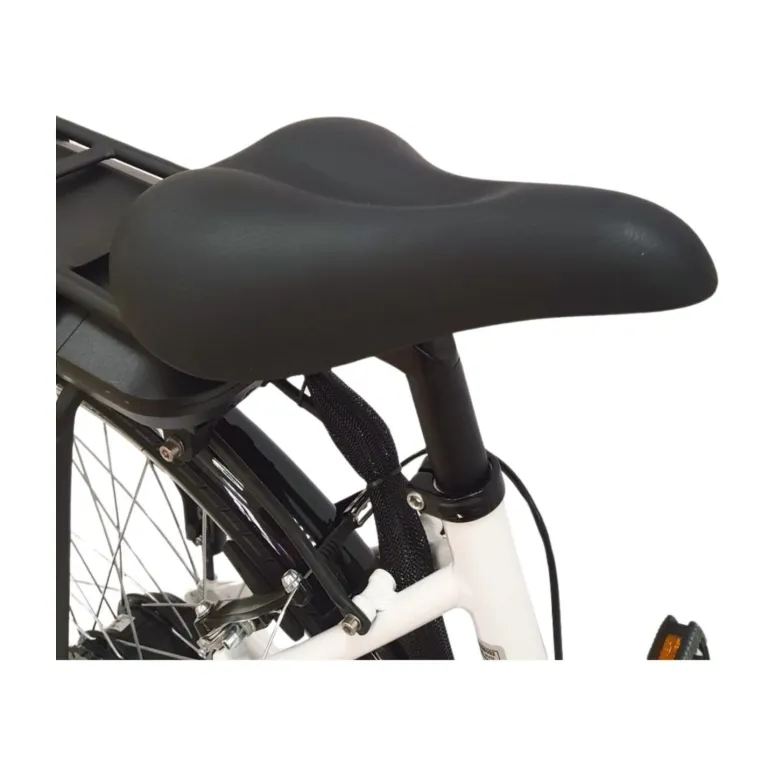 Elektryczny Rower Miejski Damski 28 Błotniki Oświetlenie Dzwonek Bagażnik