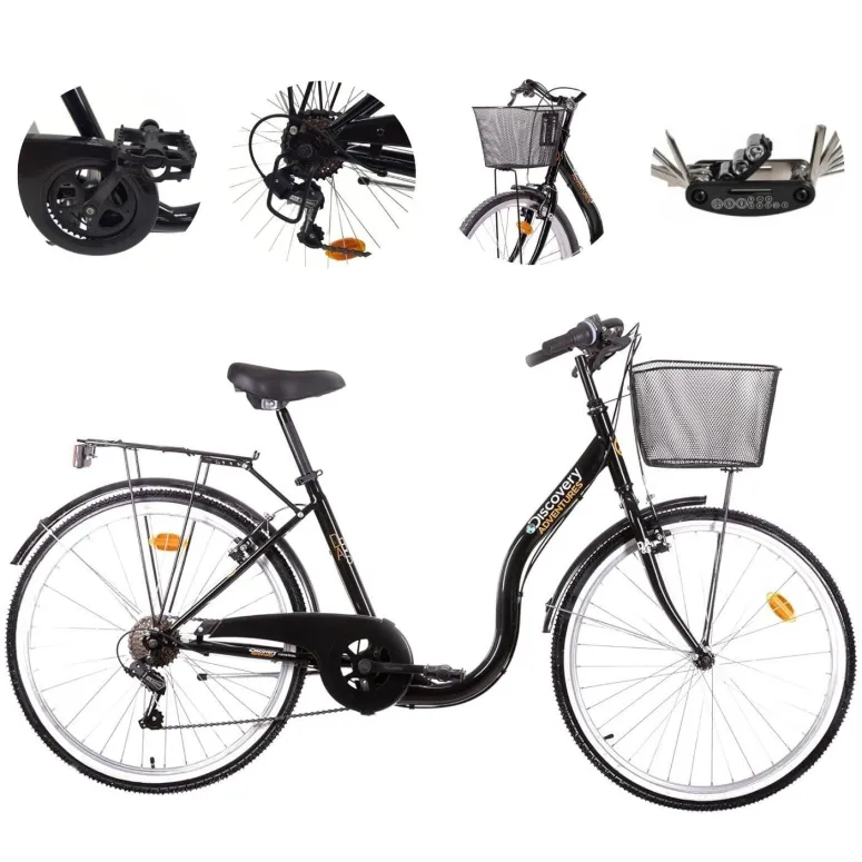 Rower Miejski 26 Damski Błotniki Osłona Bagażnik Oświetlenie Dzwonek Stopka