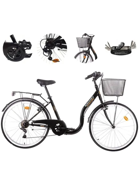 Rower Miejski 26 Damski Błotniki Osłona Bagażnik Oświetlenie Dzwonek Stopka