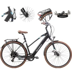 Elektryczny Rower Miejski 28 Alu Tarcze Wspomaganie Bagażnik Dzwonek