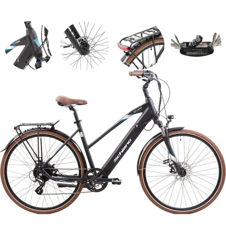 Elektryczny Rower Miejski 28 Alu Tarcze Wspomaganie Bagażnik Dzwonek