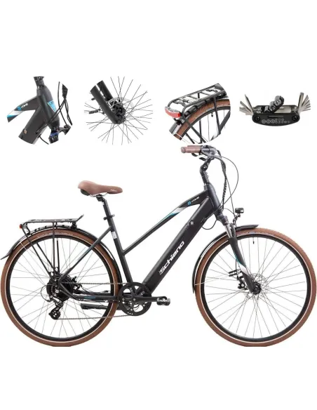 Elektryczny Rower Miejski 28 Alu Tarcze Wspomaganie Bagażnik Dzwonek