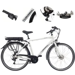 Elektryczny Rower Miejski 28 ALU Oświetlenie Dzwonek Wspomaganie Bagażnik