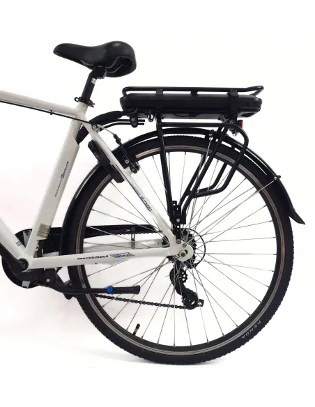 Elektryczny Rower Miejski 28 ALU Oświetlenie Dzwonek Wspomaganie Bagażnik