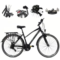 Rower Damski Trekkingowy 28 Cyngle Światła Błotniki Bagażnik Dzwonek Stopka