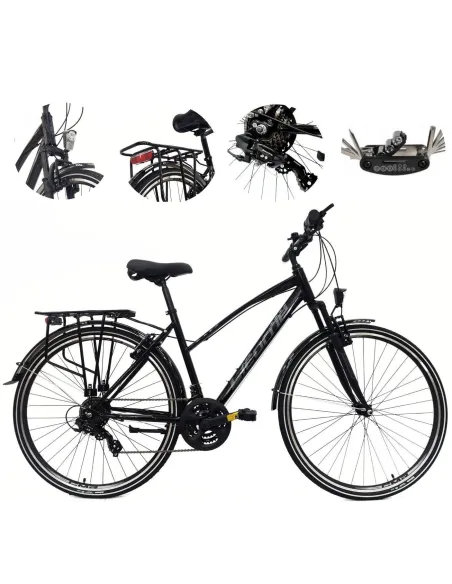 Rower Damski Trekkingowy 28 Cyngle Światła Błotniki Bagażnik Dzwonek Stopka