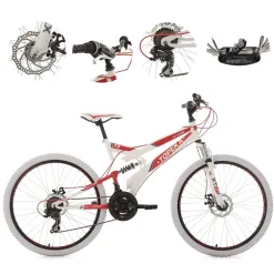 Rower Górski 26 Młodzieżowy Pełna Amortyzacja Hamulce Tarczowe Dzwonek Stal