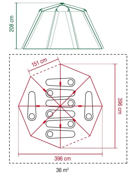 Namiot Turystyczny Kempingowy Coleman Cortes Octagon 8-Osobowy Rodzinny 396