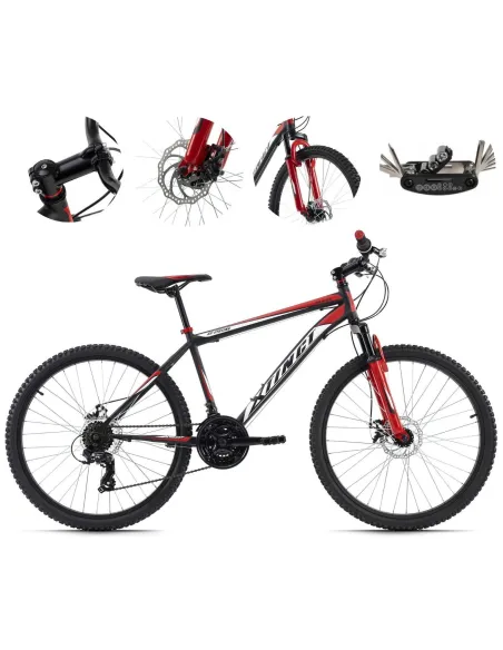 Rower Górski 26 Stal Młodzieżowy MTB Hardtail Tarcze Amortyzacja Dzwonek