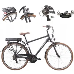 Elektryczny Rower Miejski 28 Aluminium Wspomaganie Bagażnik Światła Dzwonek