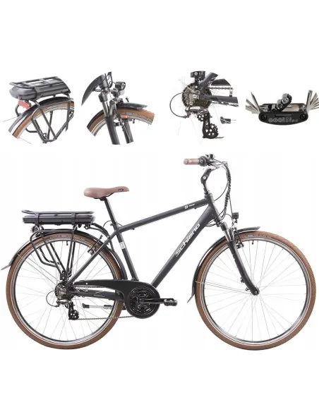 Elektryczny Rower Miejski 28 Aluminium Wspomaganie Bagażnik Światła Dzwonek