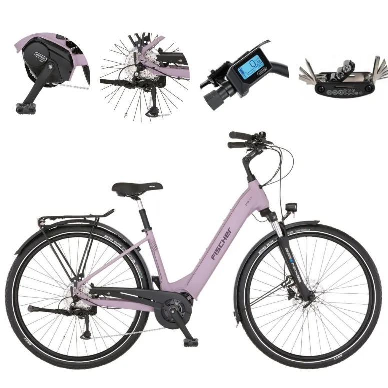 Elektryczny Rower Miejski 28 Fischer ALU Damski Hydraulika Acera Światła