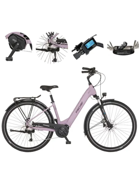 Elektryczny Rower Miejski 28 Fischer ALU Damski Hydraulika Acera Światła