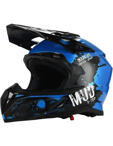 Kask Motocyklowy Cross Enduro KSK Mud Décoré Czarno-Niebieski r. S (55-56)