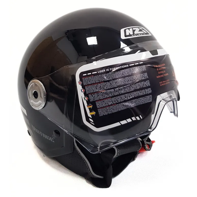 Kask Motocyklowy Męski NZI Vintage 3 Otwarty Czarny Błyszczący EPS r. XL