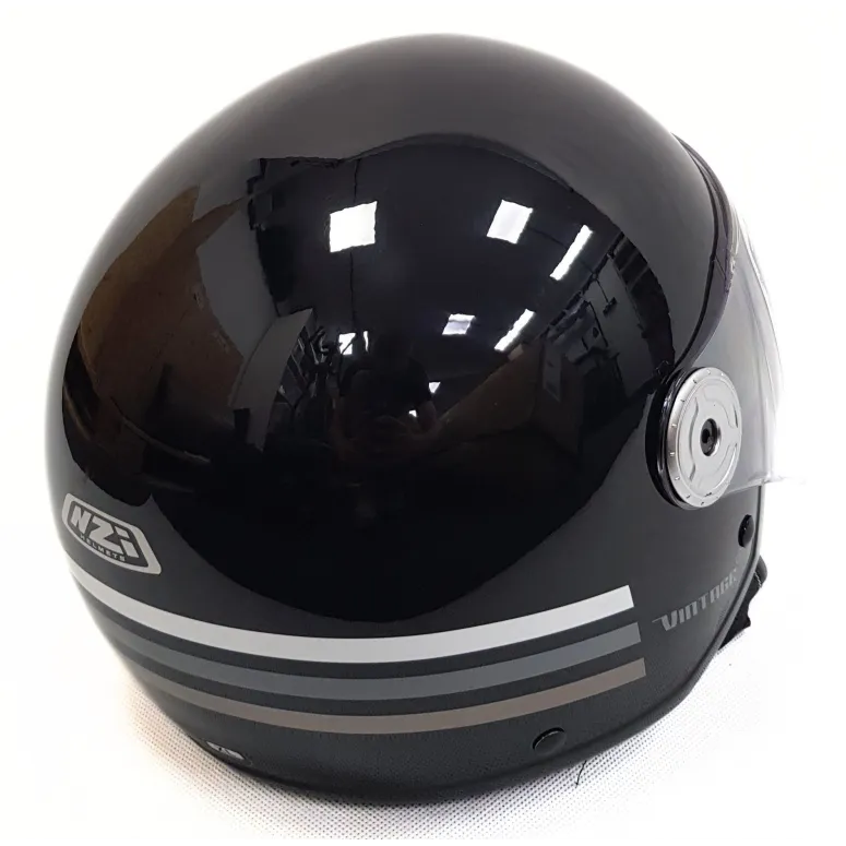 Kask Motocyklowy Męski NZI Vintage 3 Otwarty Czarny Błyszczący EPS r. XL