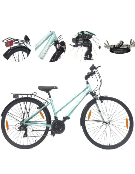 Rower Trekkingowy Damski 28 Aluminium Błotniki Odblaski Dzwonek Bagażnik