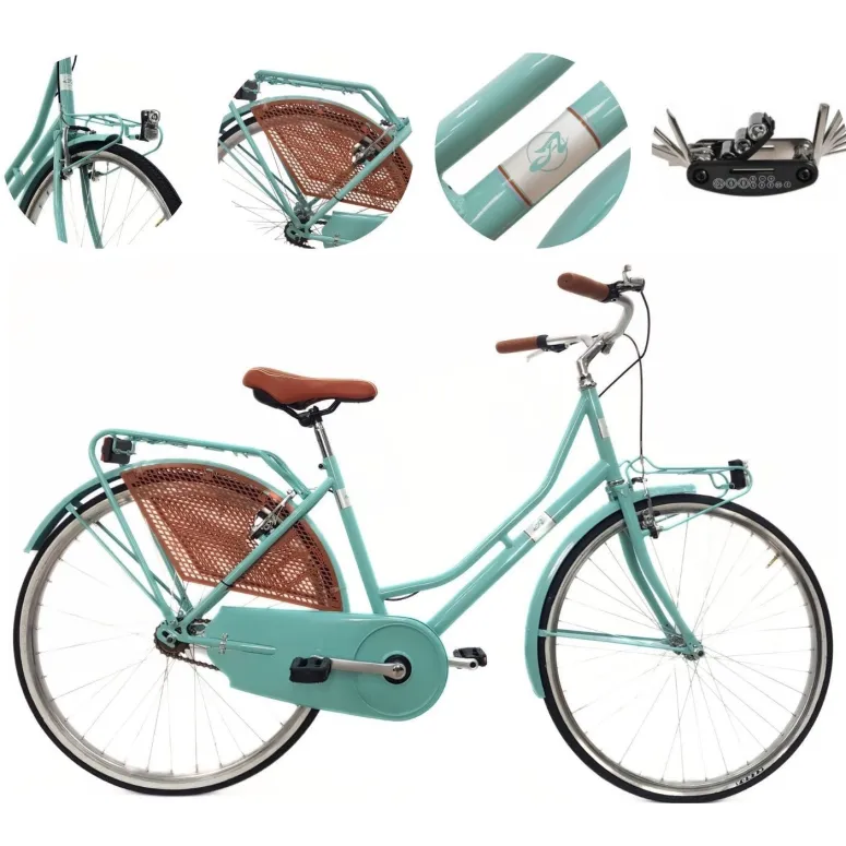 Miejski Rower Damski 26 Młodzieżowy Vintage Bagażnik Oświetlenie Holenderka