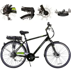 Elektryczny Rower Miejski 28 Męski ALU Revo Wspomaganie Bagażnik Światła