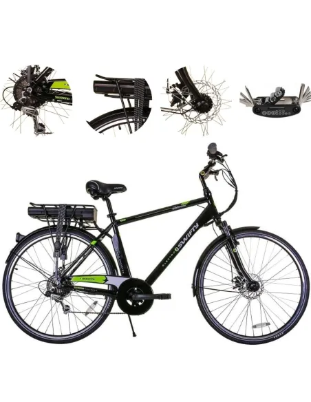 Elektryczny Rower Miejski 28 Męski ALU Revo Wspomaganie Bagażnik Światła