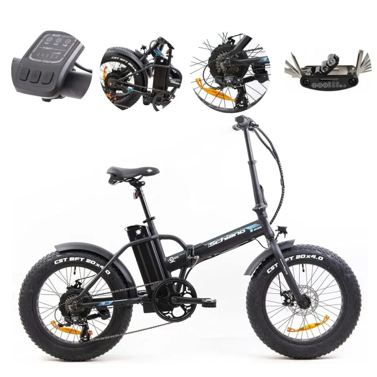 Elektryczny Rower Składany 20 Fatbike ALU Błotniki Światła Dzwonek Stopka