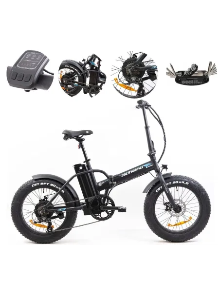 Elektryczny Rower Składany 20 Fatbike ALU Błotniki Światła Dzwonek Stopka