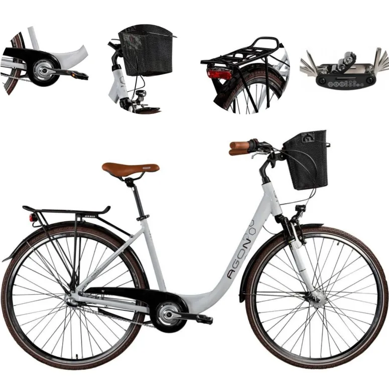 Rower Miejski 28 Damski Alu Nexus 3 Dynamo Światła Dzwonek Koszyk Bagażnik