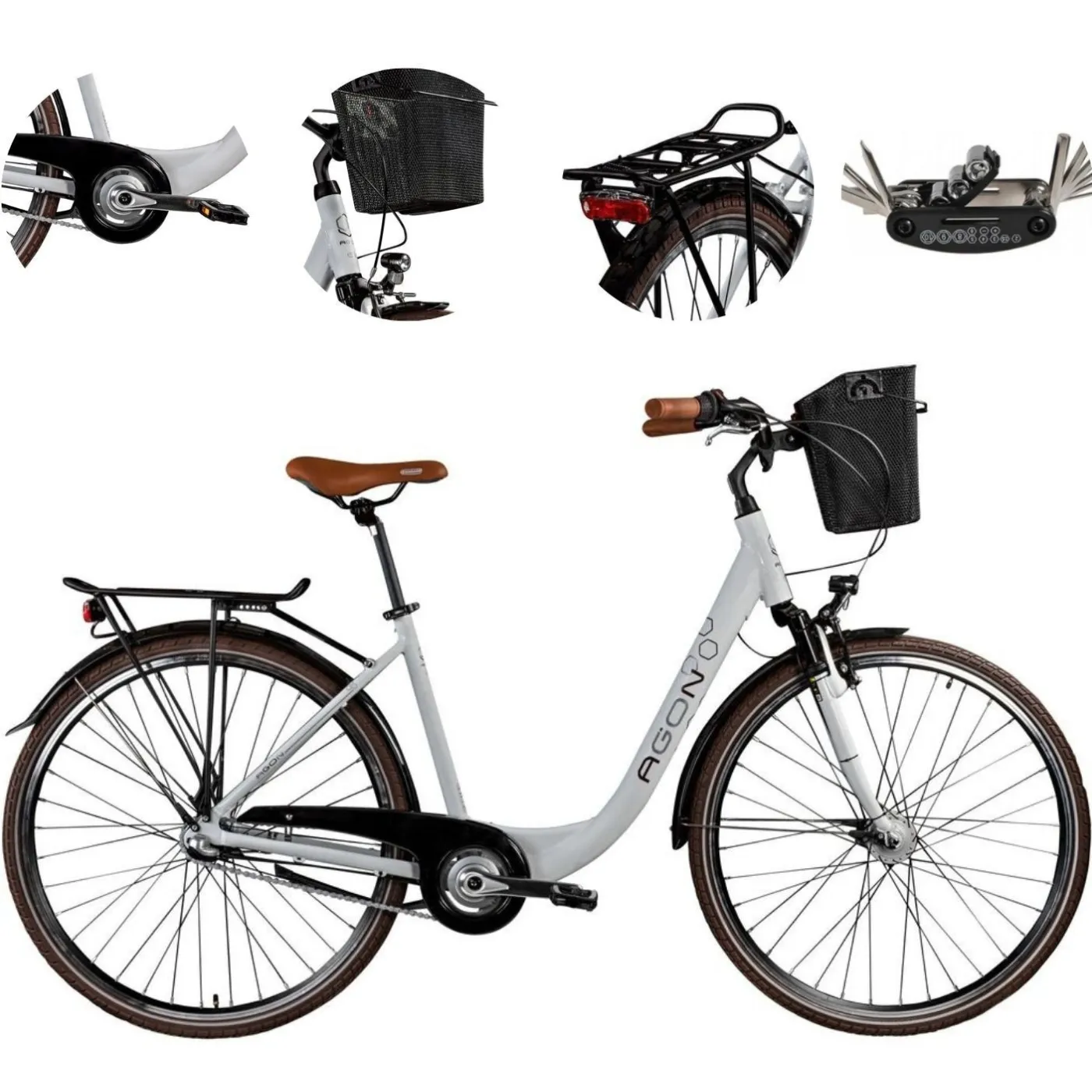 Rower Miejski 28 Damski Alu Nexus 3 Dynamo Światła Dzwonek Koszyk Bagażnik