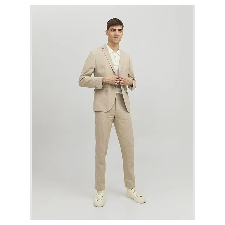 Spodnie Męskie Garniturowe Jack&Jones Jprriviera Linen Slim Fit Sn r. EU 46
