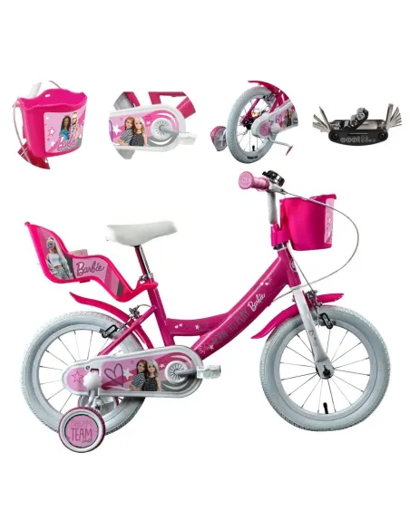 Rower Dziecięcy 14 Dziewczęcy Stal Kółka Boczne Bagażnik Na Lalki Dzwonek