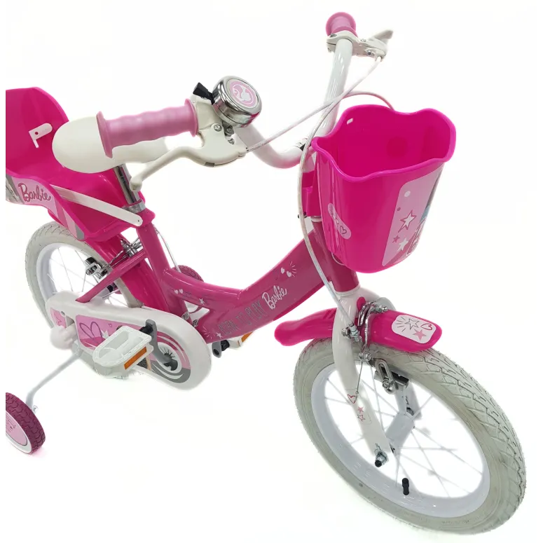 Rower Dziecięcy 14 Dziewczęcy Stal Kółka Boczne Bagażnik Na Lalki Dzwonek