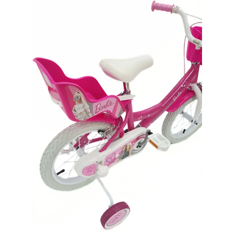 Rower Dziecięcy 14 Dziewczęcy Stal Kółka Boczne Bagażnik Na Lalki Dzwonek