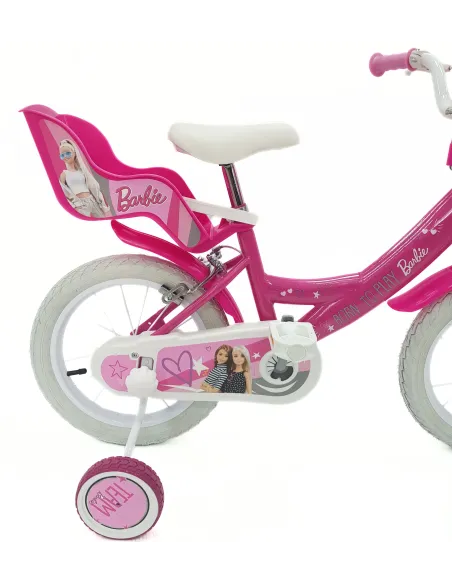 Rower Dziecięcy 14 Dziewczęcy Stal Kółka Boczne Bagażnik Na Lalki Dzwonek
